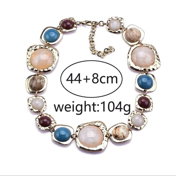 Vintage Inspired Multi-Stone Necklace Bracelet Set - Picture 6 of 14